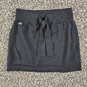 Vtg Y2K Lacoste Womens Sz 36 (S) Sweater Knit Mini Skirt Black Wool